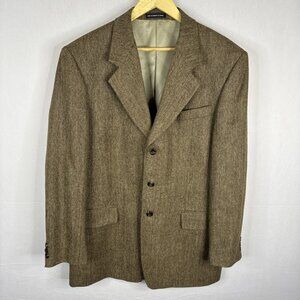 Distinction Sport Coat Men’s 42 Tall Brown Herringbone Lambswool Alpaca